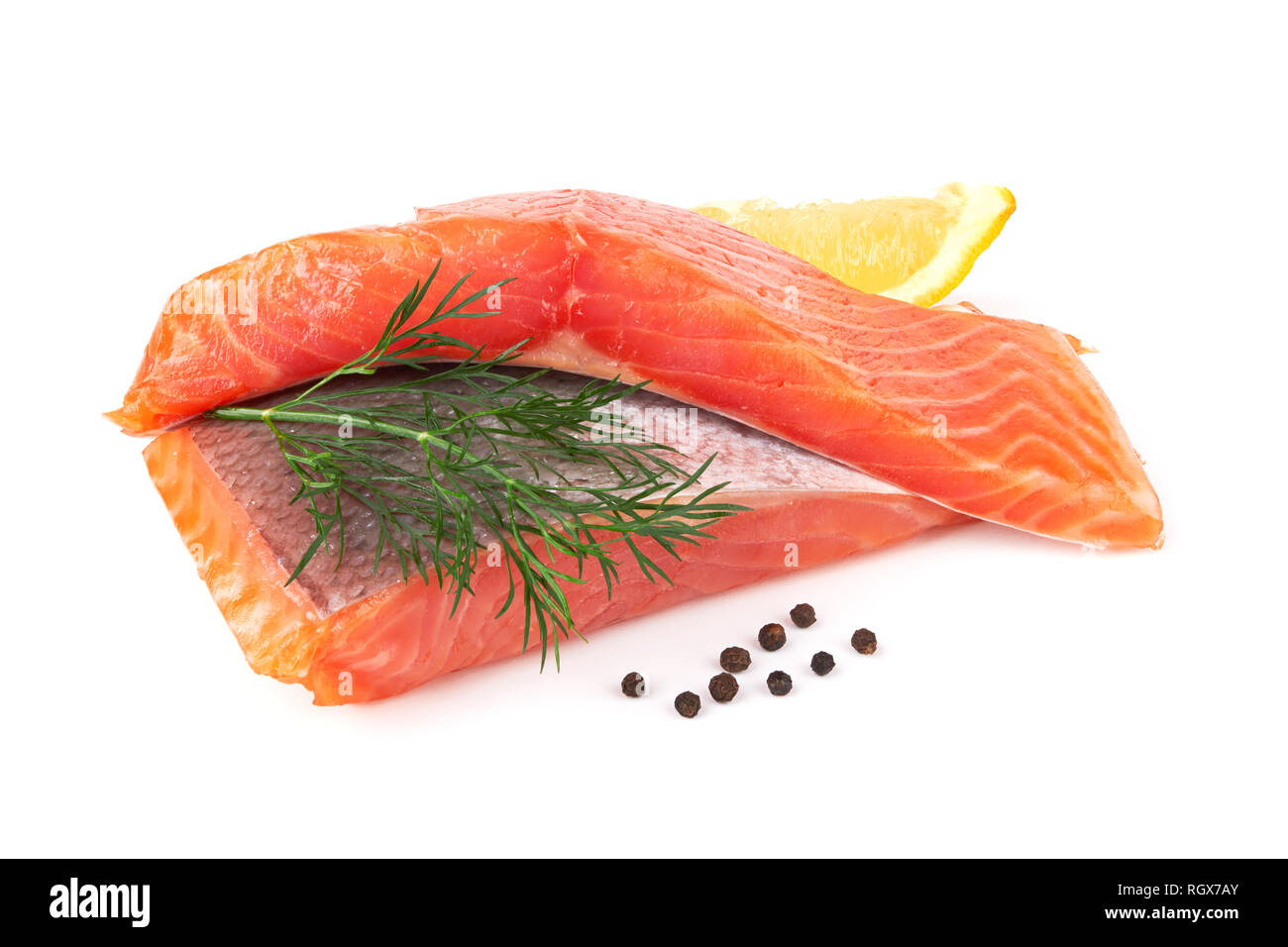 Fillet of salmon isolated on white background Stock Photo - Alamy