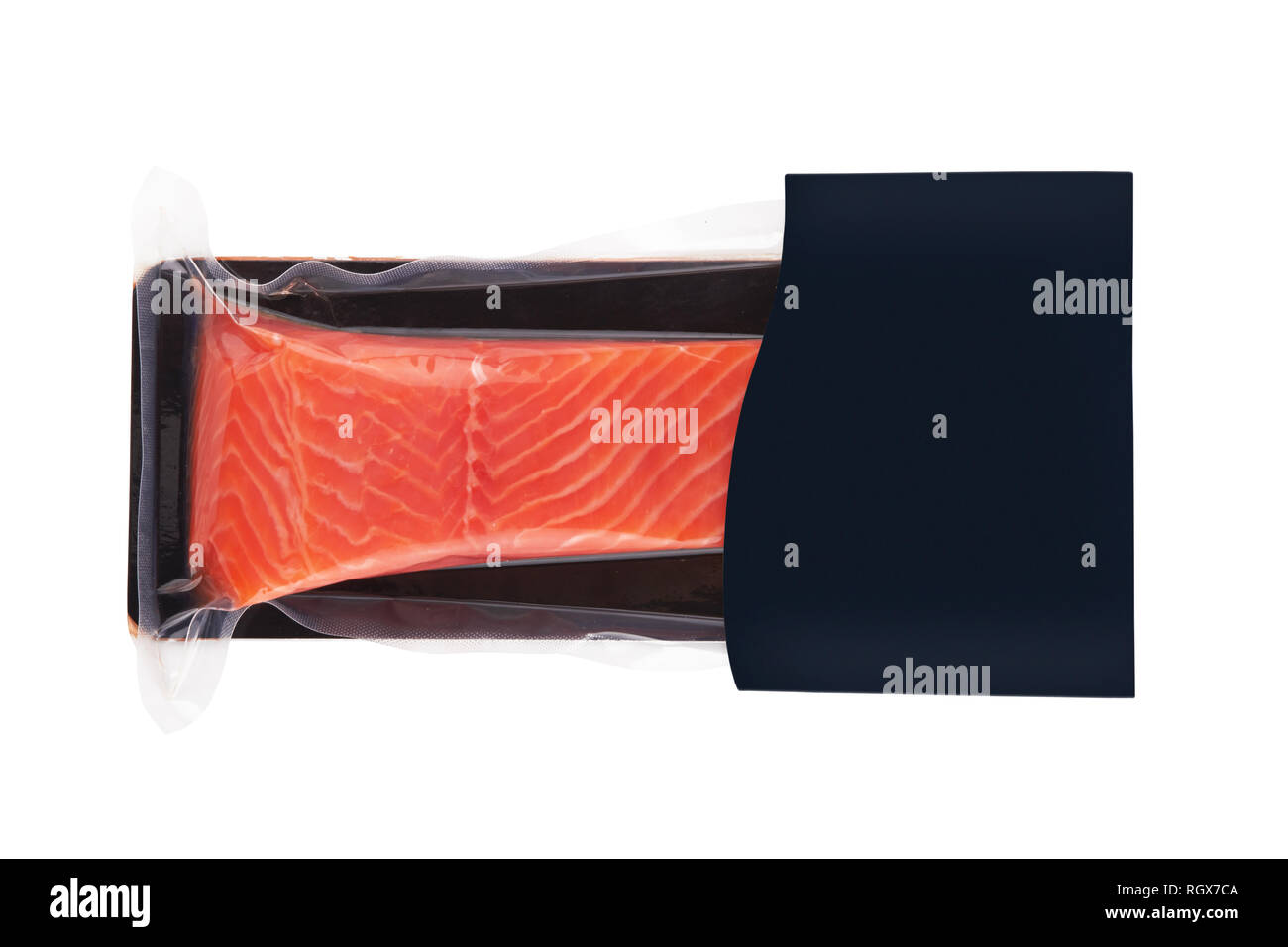 Fillet of salmon vacuum packed isolated on white background Stock Photo