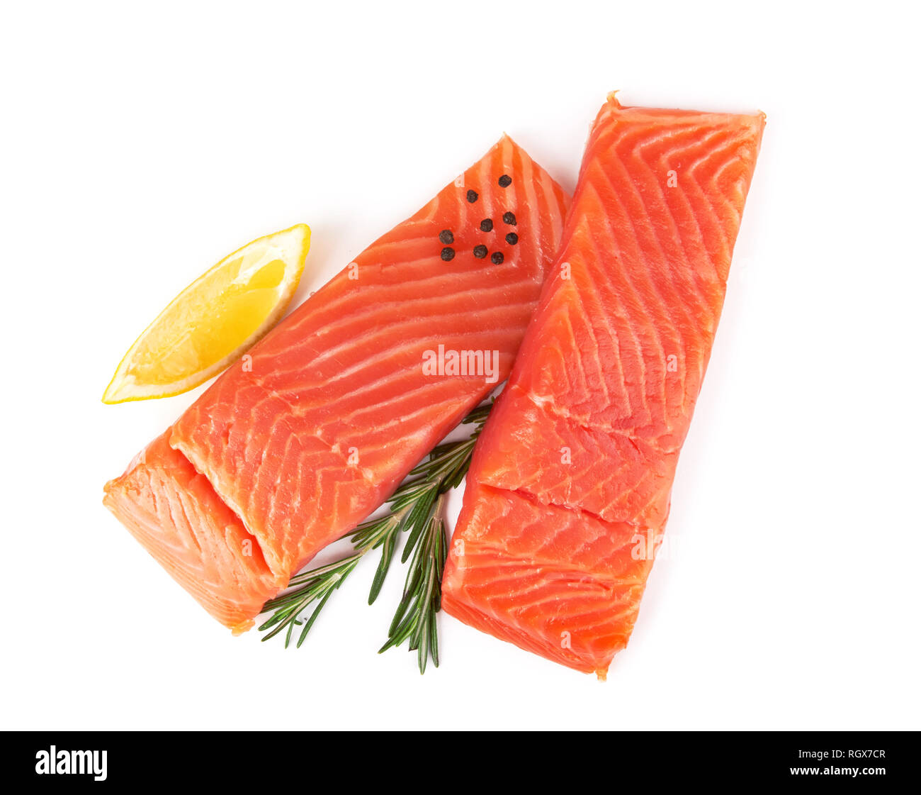 Fillet of salmon isolated on white background Stock Photo - Alamy