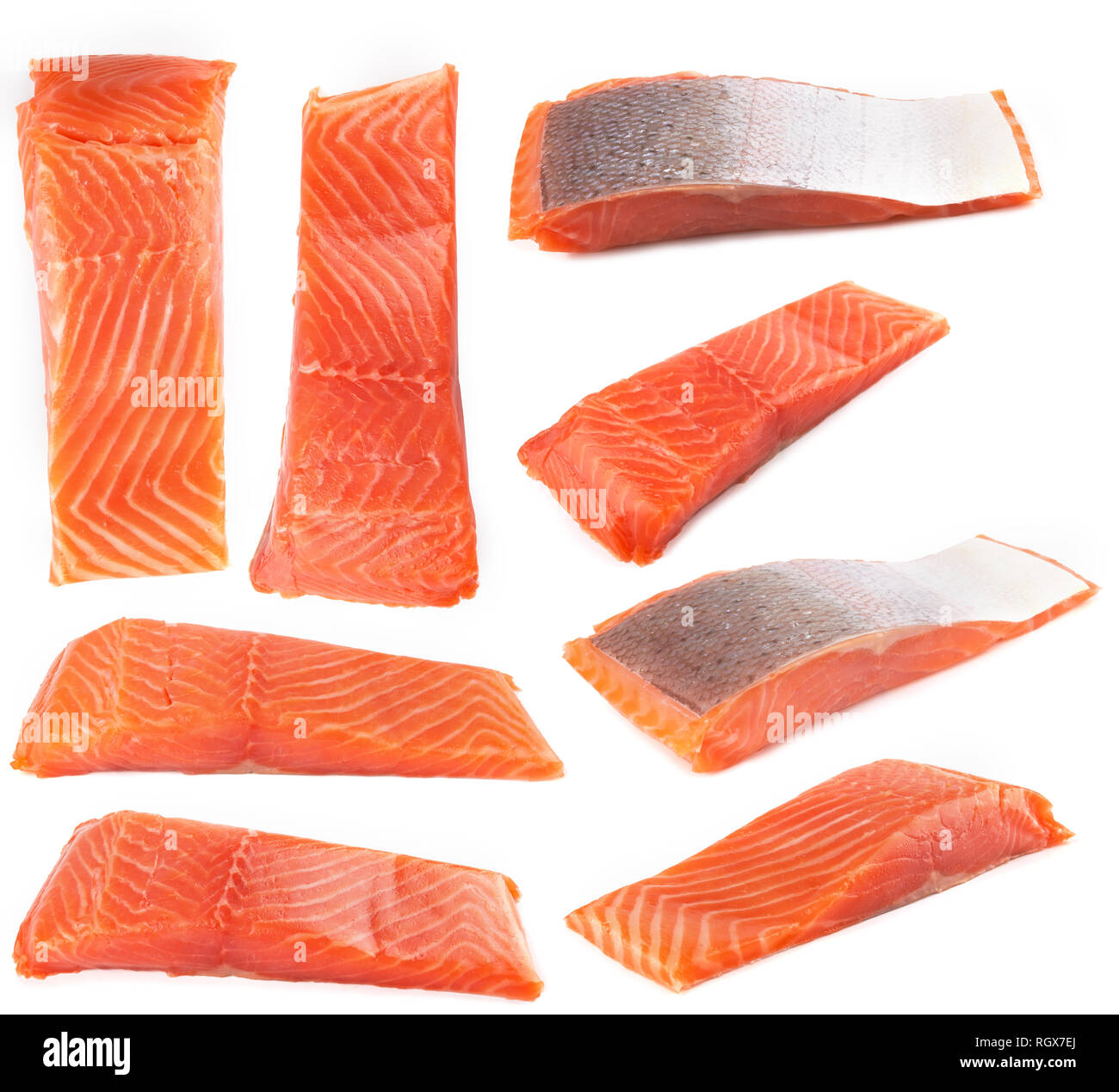 Fillet of salmon isolated on white background Stock Photo - Alamy
