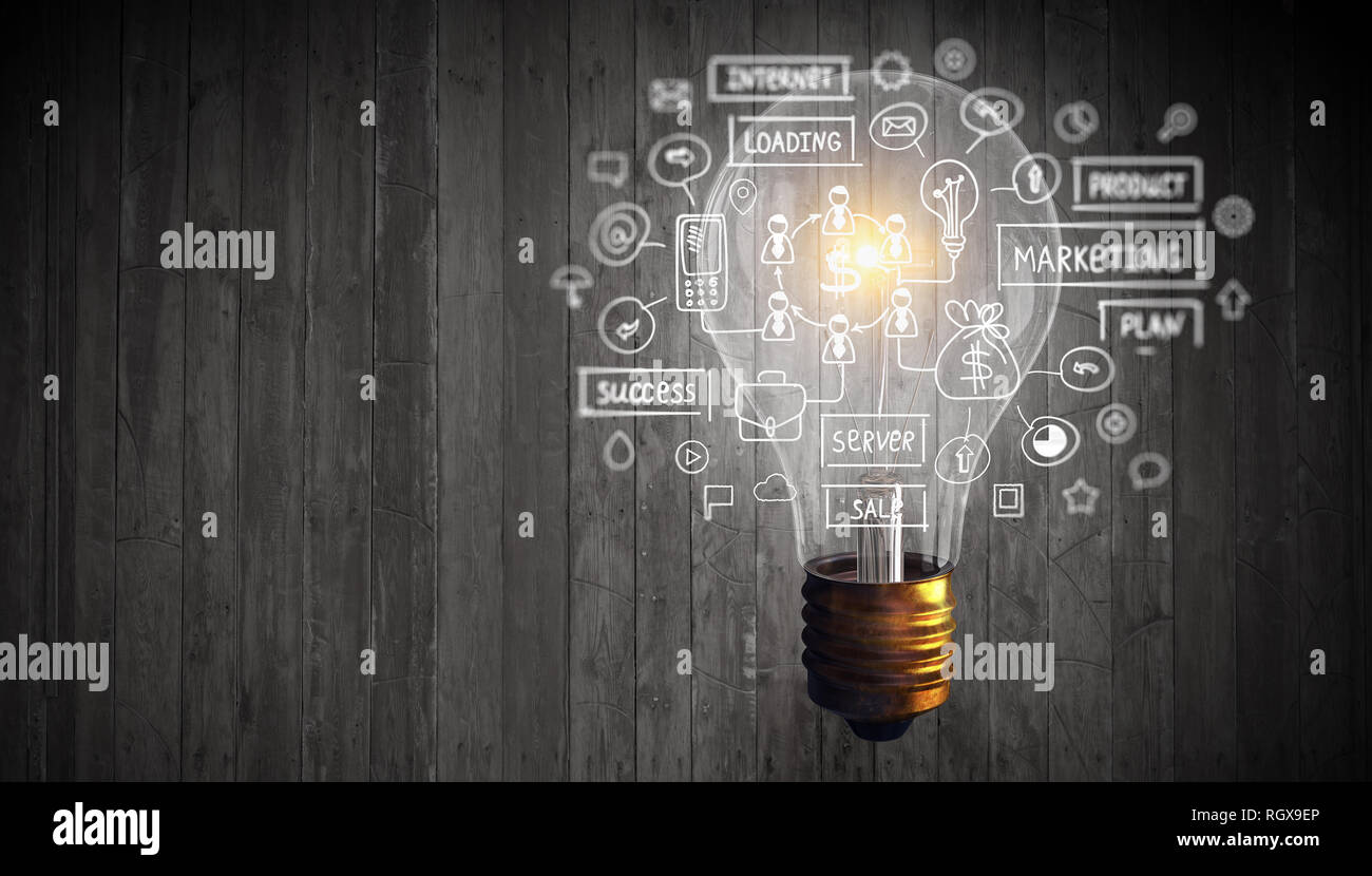 Glowing light bulb as symbol for success idea Stock Photo - Alamy