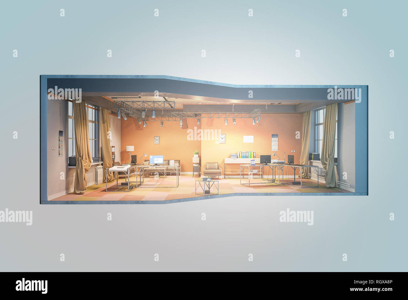 Design of modern interior with furniture. Mixed media Stock Photo - Alamy