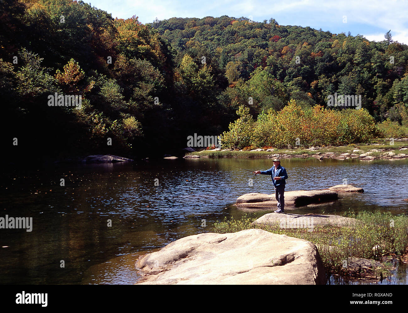 Fly fishing, Great Smoky Mountain National Park,Tennessee Stock Photo