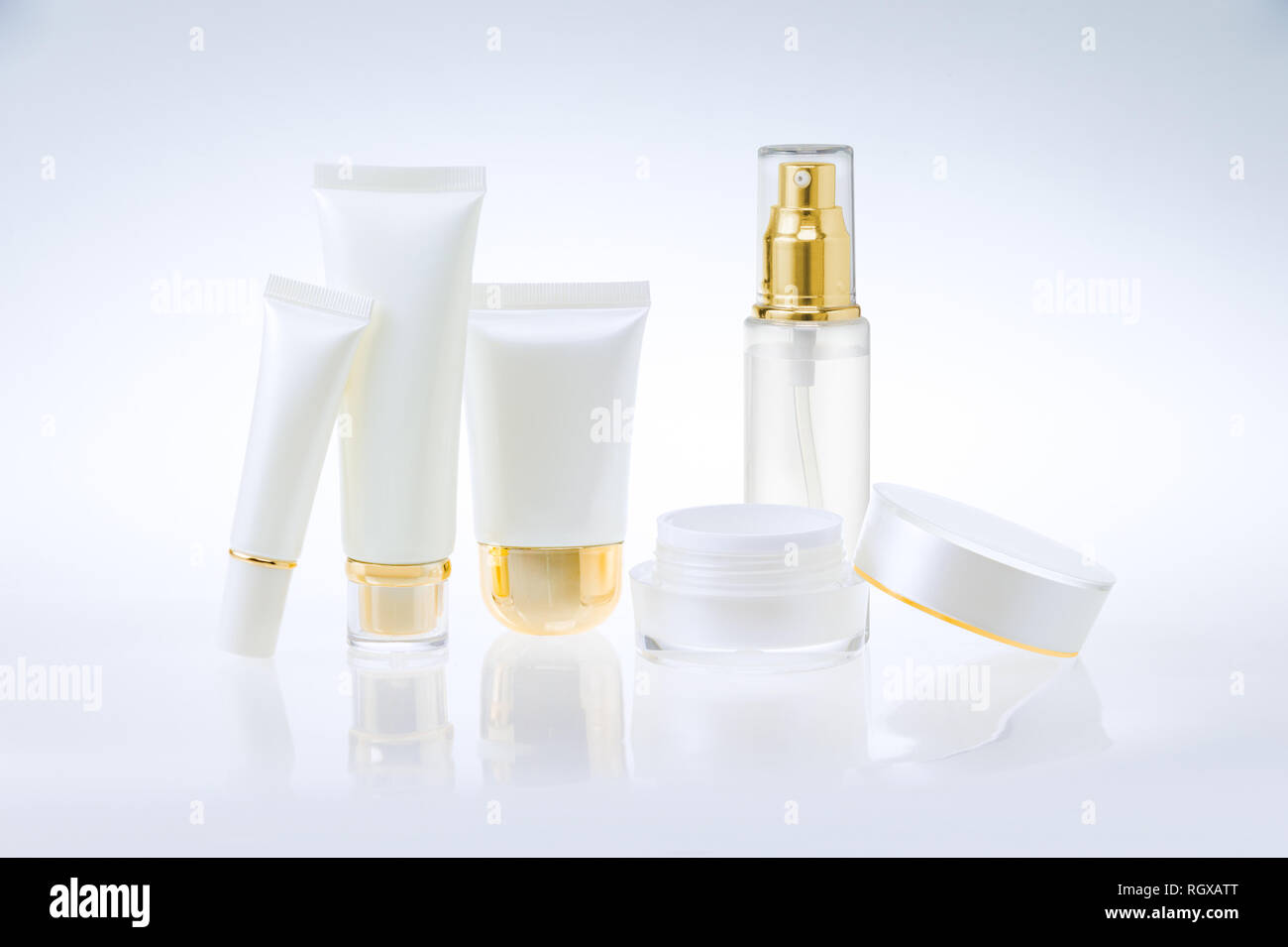 Set of cosmetic containers Stock Photo Alamy