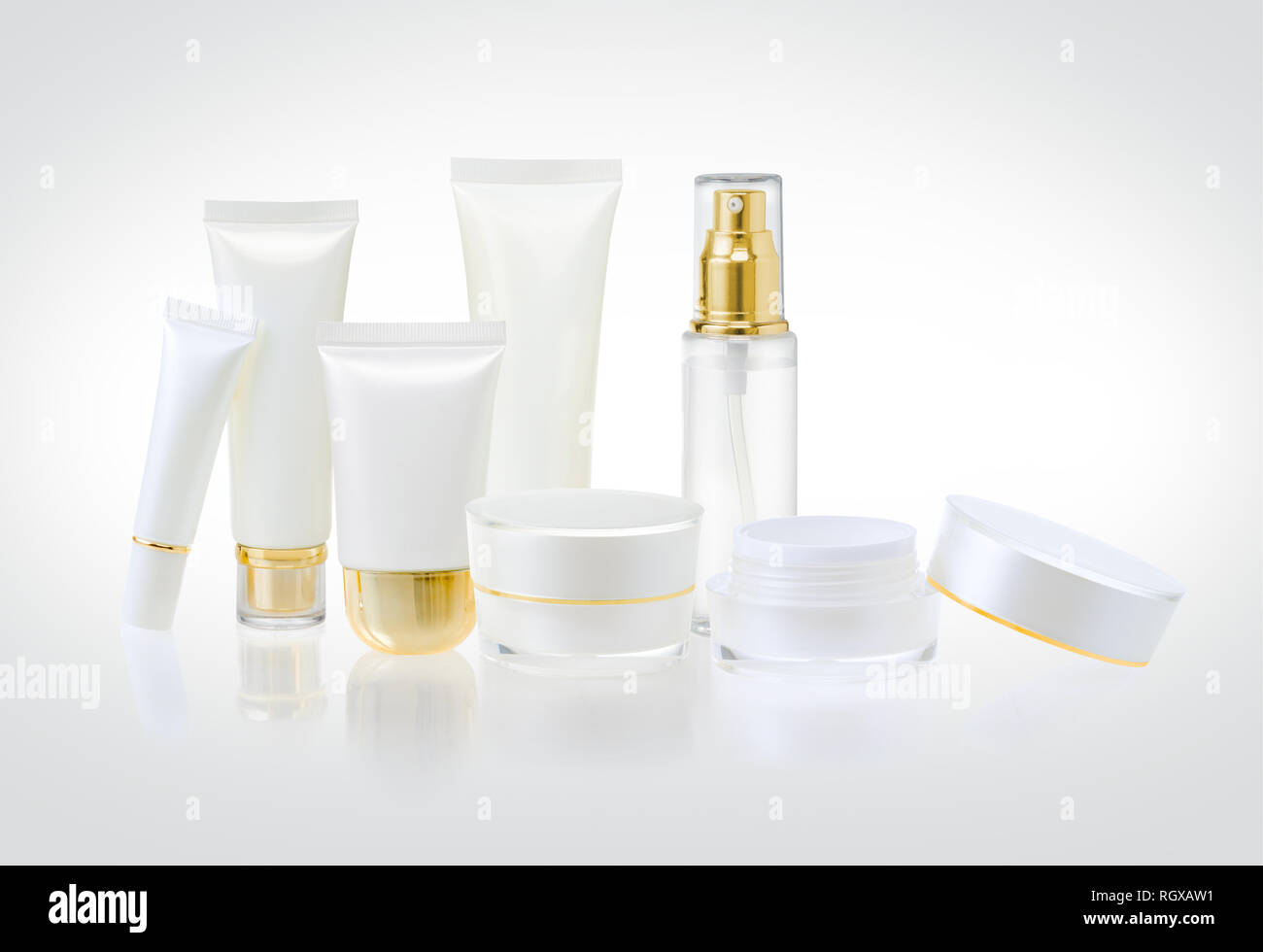 Set of cosmetic containers Stock Photo - Alamy