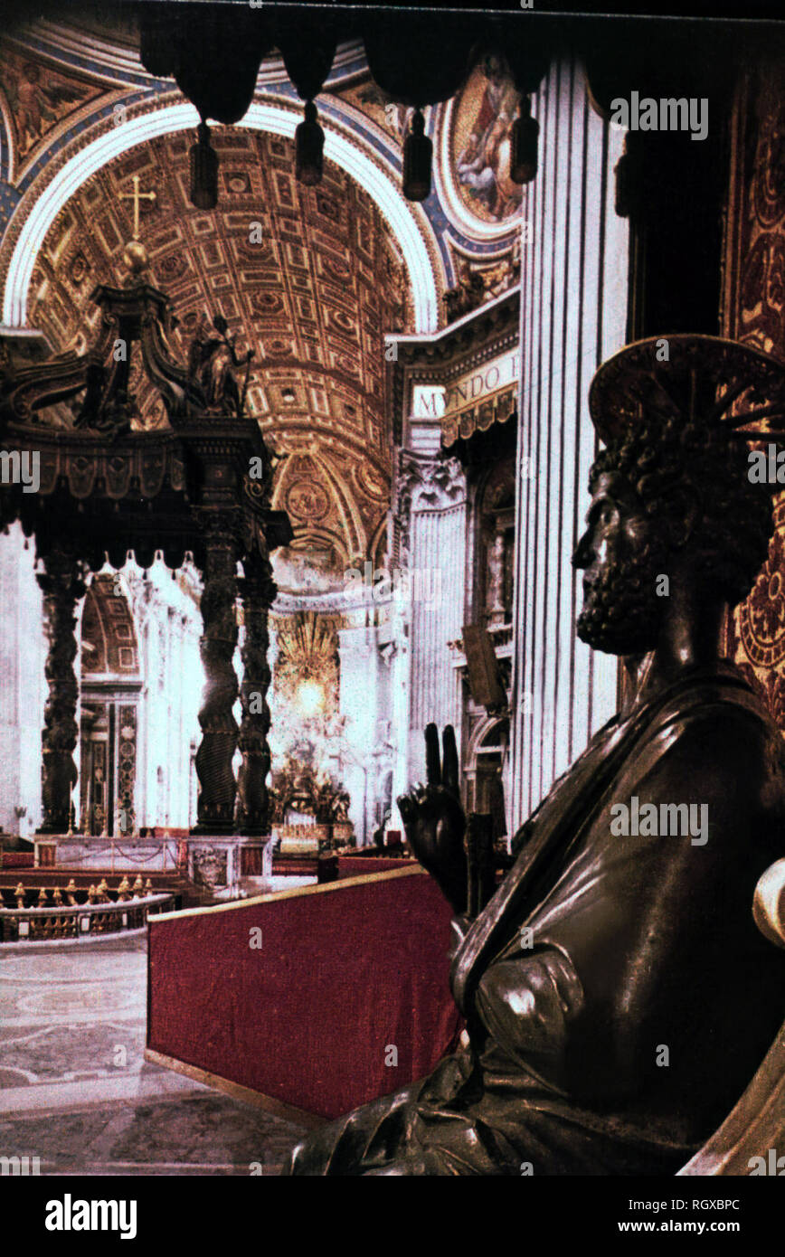 Saint Peter Enthroned,Saint Peter's Basilica,Rome,Italy Stock Photo