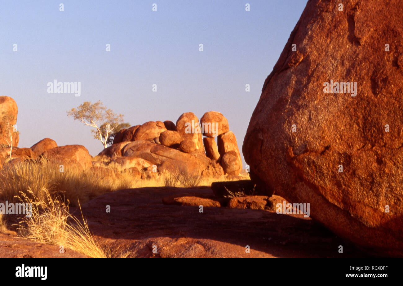 Devils Marbles Conservation Reserve (1802 hectare) reserve is 9km to the South of Wauchope in the Northern Territory, Australia. Stock Photo