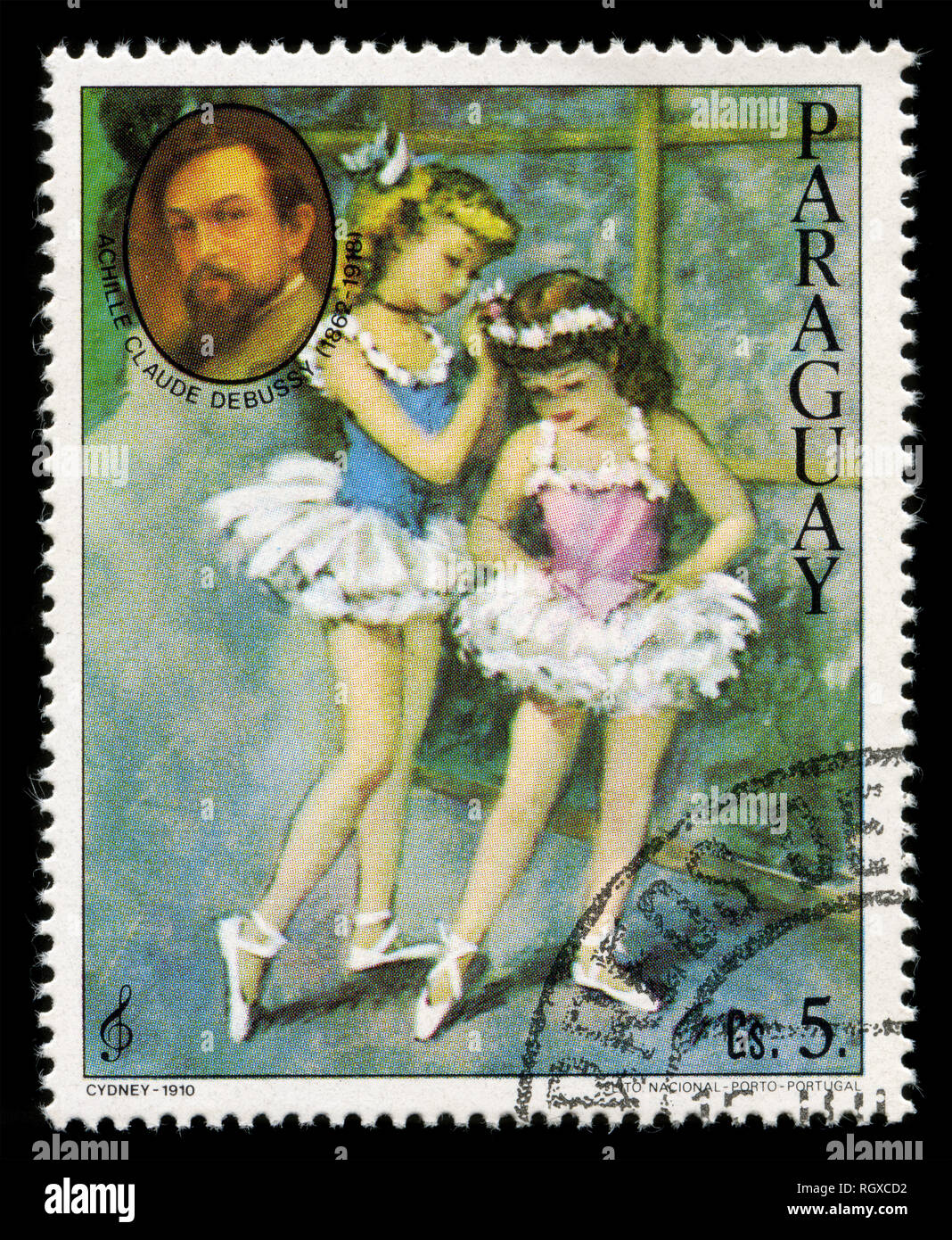 Postage stamp from Paraguay in the Composer and ballet scenes series issued in 1980 Stock Photo