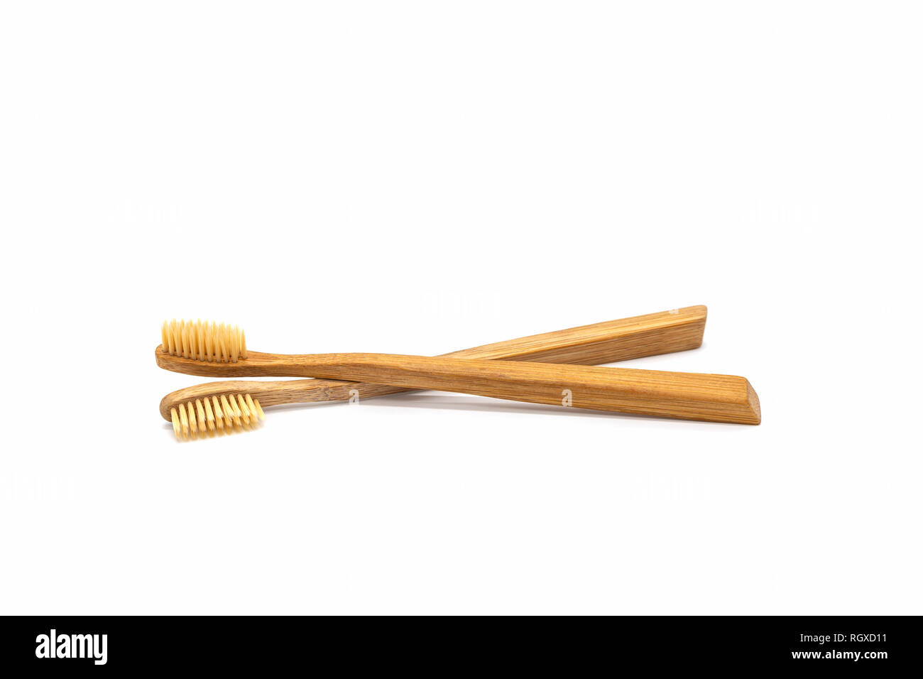Close up bamboo toothbrush on white background Stock Photo - Alamy