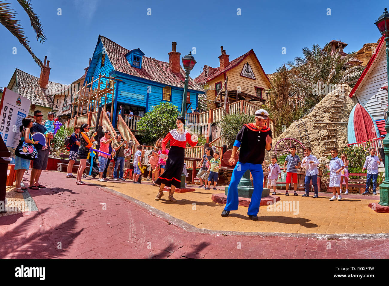 Entertainment dance street show at Popeye Village. Also known as