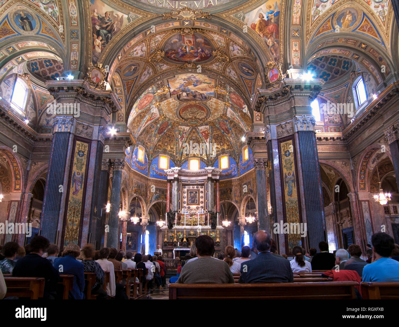 Inside the Shrine of the Virgin of the Rosary of Pompei, Naples, Italy. Stock Photo