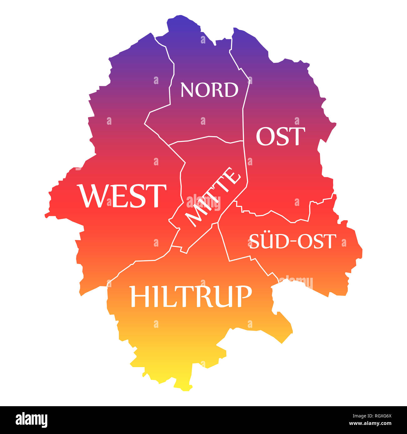 Munster City Map Germany DE labelled rainbow colored illustration Stock