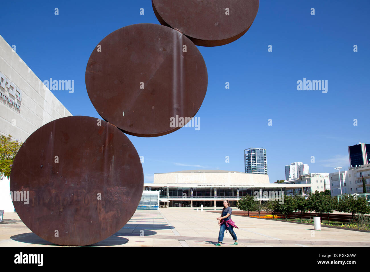 Hitromemut Sculpture by Menashe Kadishman on Habima Square in tel Aviv, Israel Stock Photo