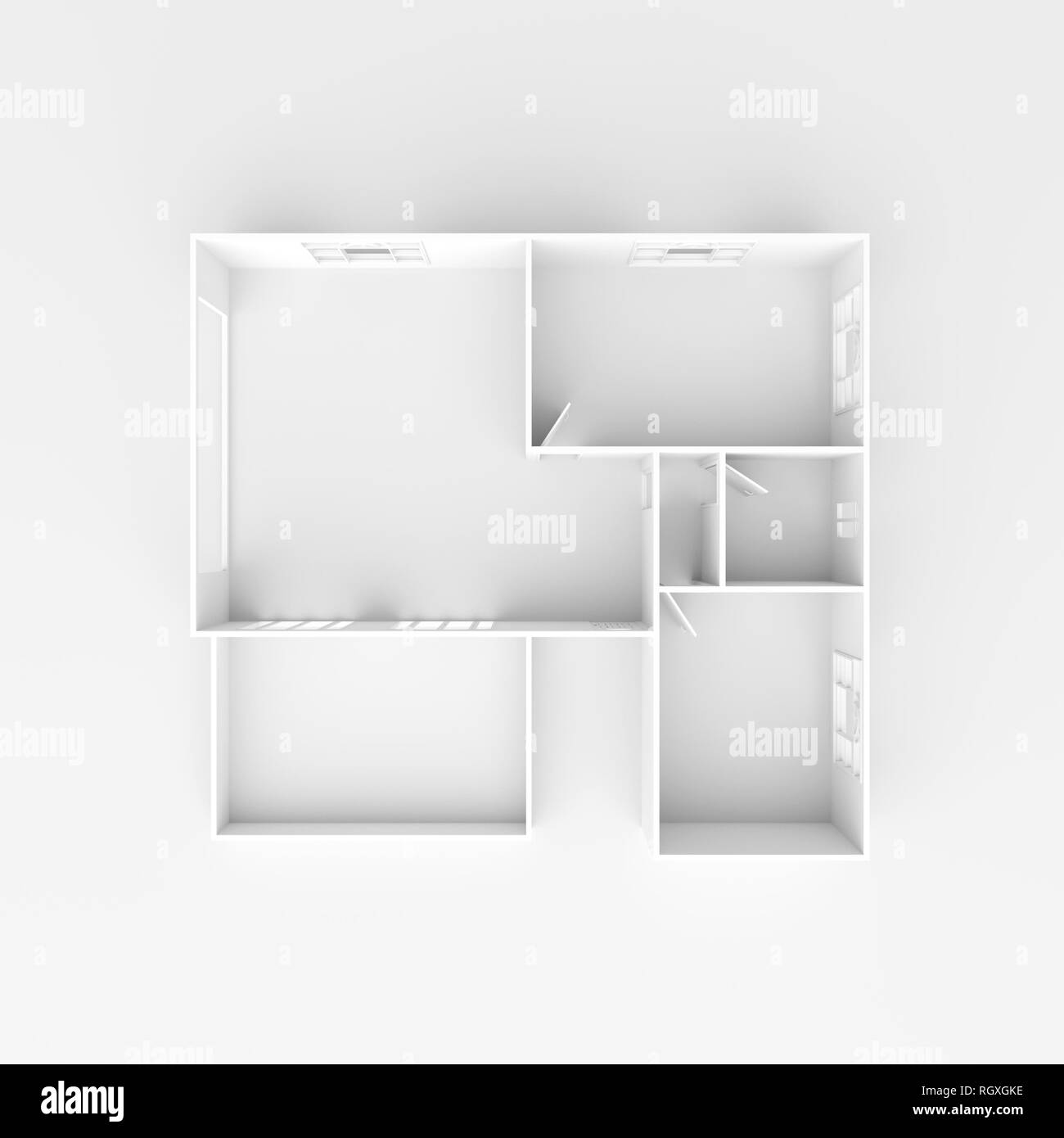 3d interior illustration rendering of empty home apartment Stock Photo