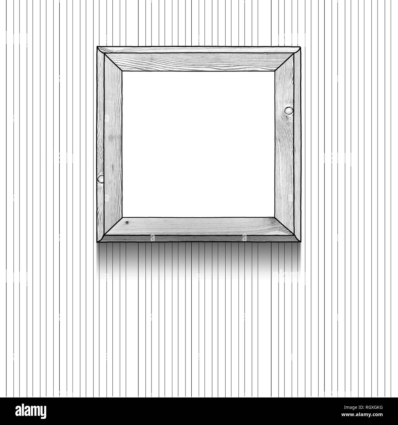 3d Sketch illustration rendering drawing of square wooden blank ...