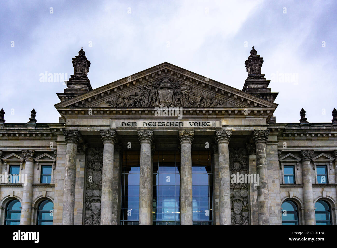 Reichstag building (Bundestag, the German Parliament) in a cloudly day