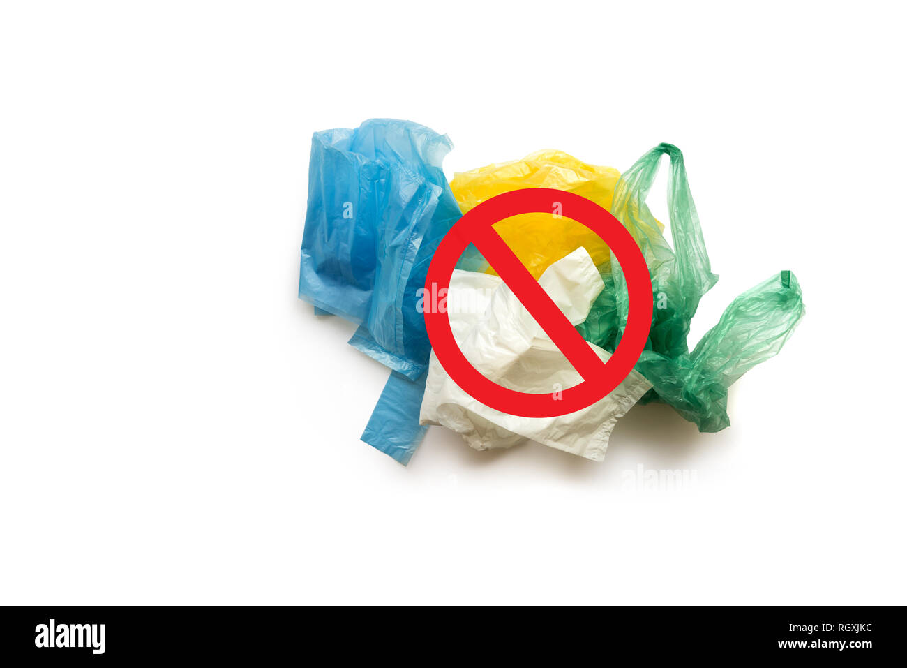Say No to Plastic Bags. Recycling concept. Crumpled colored plastic bags on a white background Stock Photo Alamy