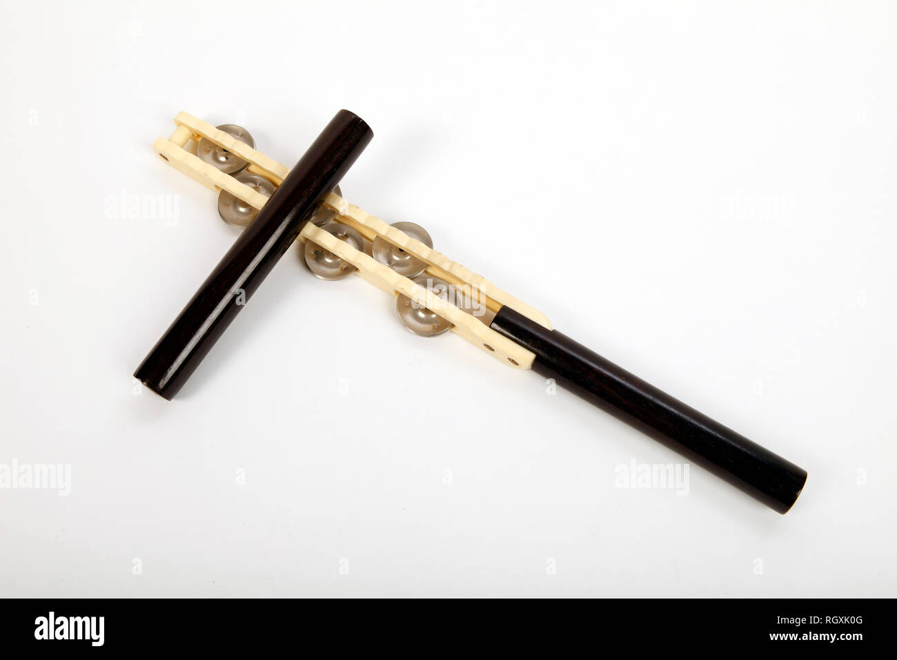 Jestick. Mixture of a clave, guiro effect and jingle stick. Made by Calato. Stock Photo