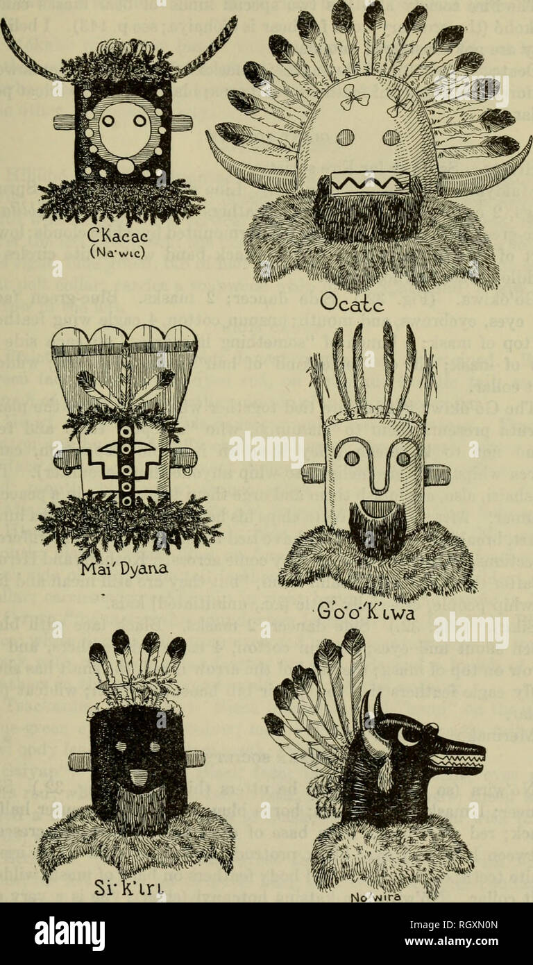 . Bulletin. Ethnology. White] THE PUEBLO OF SIA, NEW MEXICO 245. Figure 32.—Katsina masks. 60068?^—i62—17. Please note that these images are extracted from scanned page images that may have been digitally enhanced for readability - coloration and appearance of these illustrations may not perfectly resemble the original work.. Smithsonian Institution. Bureau of American Ethnology. Washington : G. P. O. Stock Photo