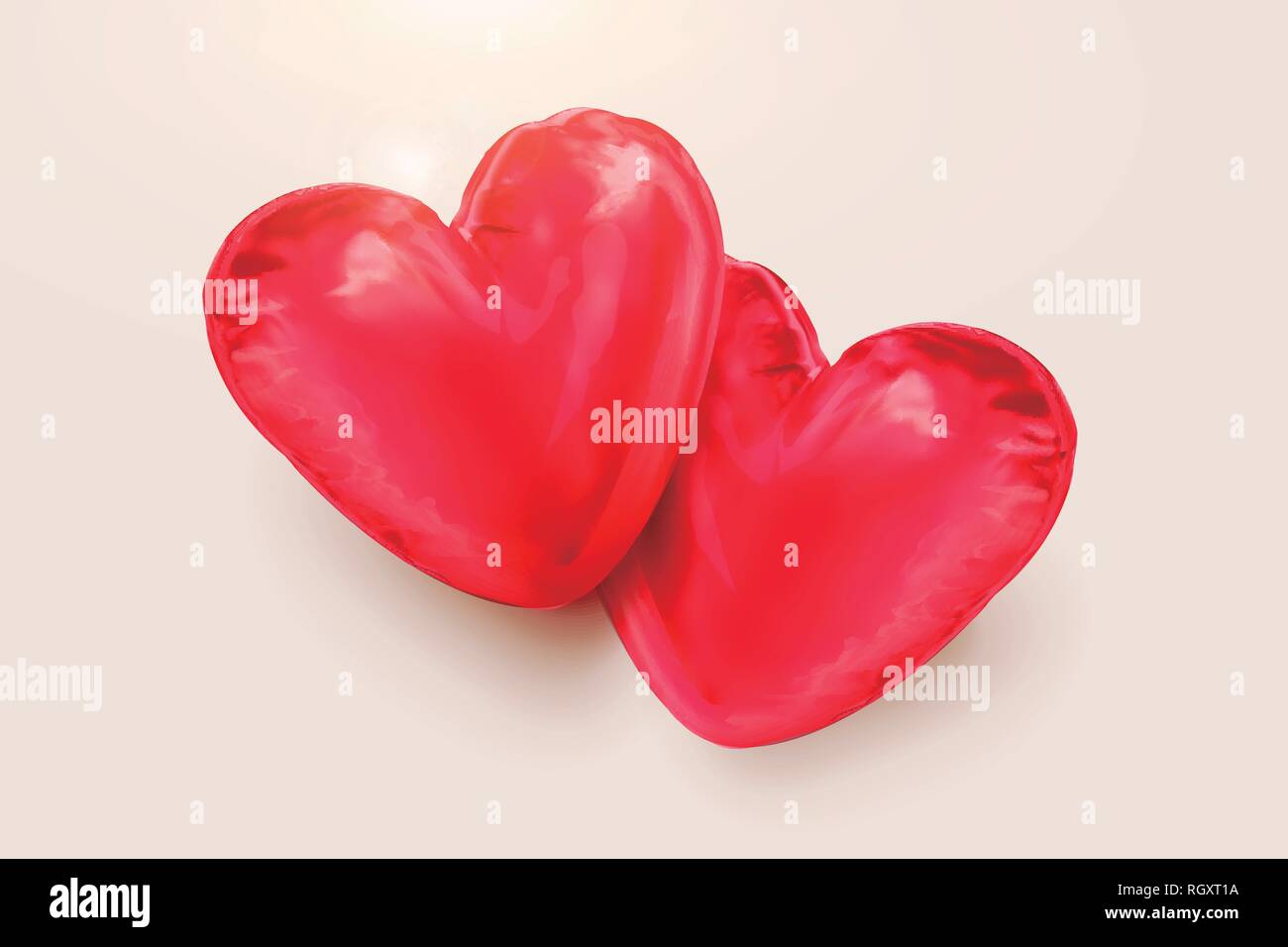 Red heart shaped balloons in 3d illustration Stock Vector Image & Art ...