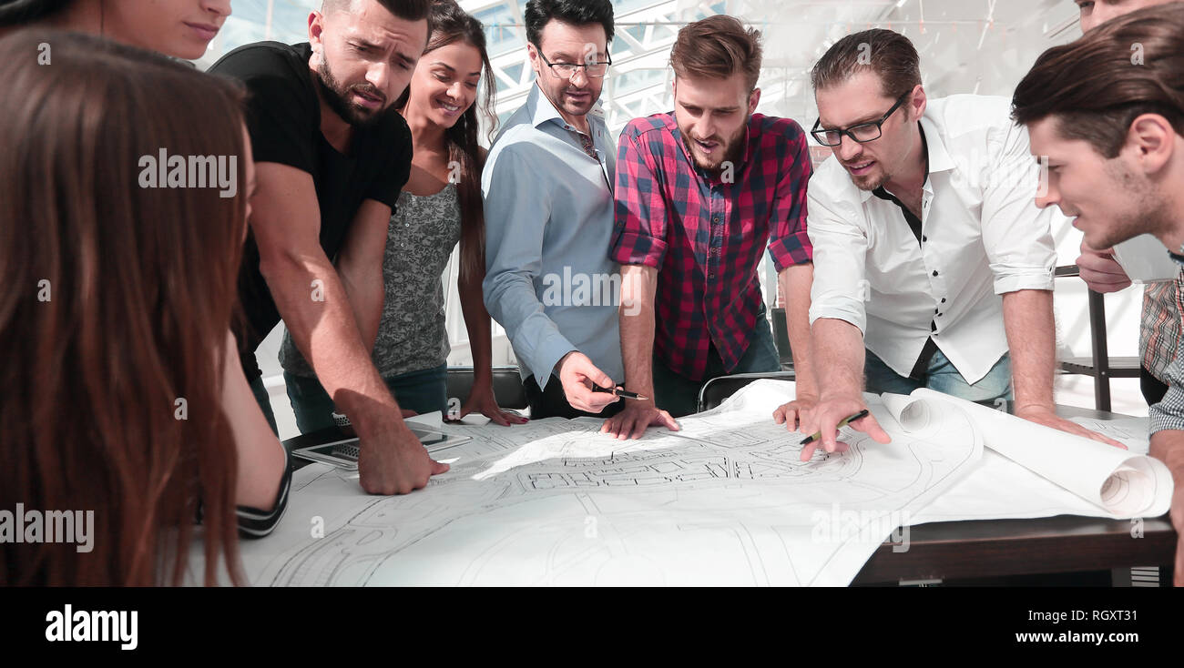 group of architects and business people working together Stock Photo