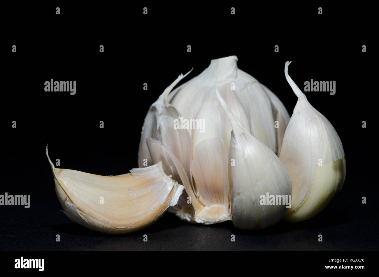 Garlic Bulb and Black Background Stock Photo - Alamy