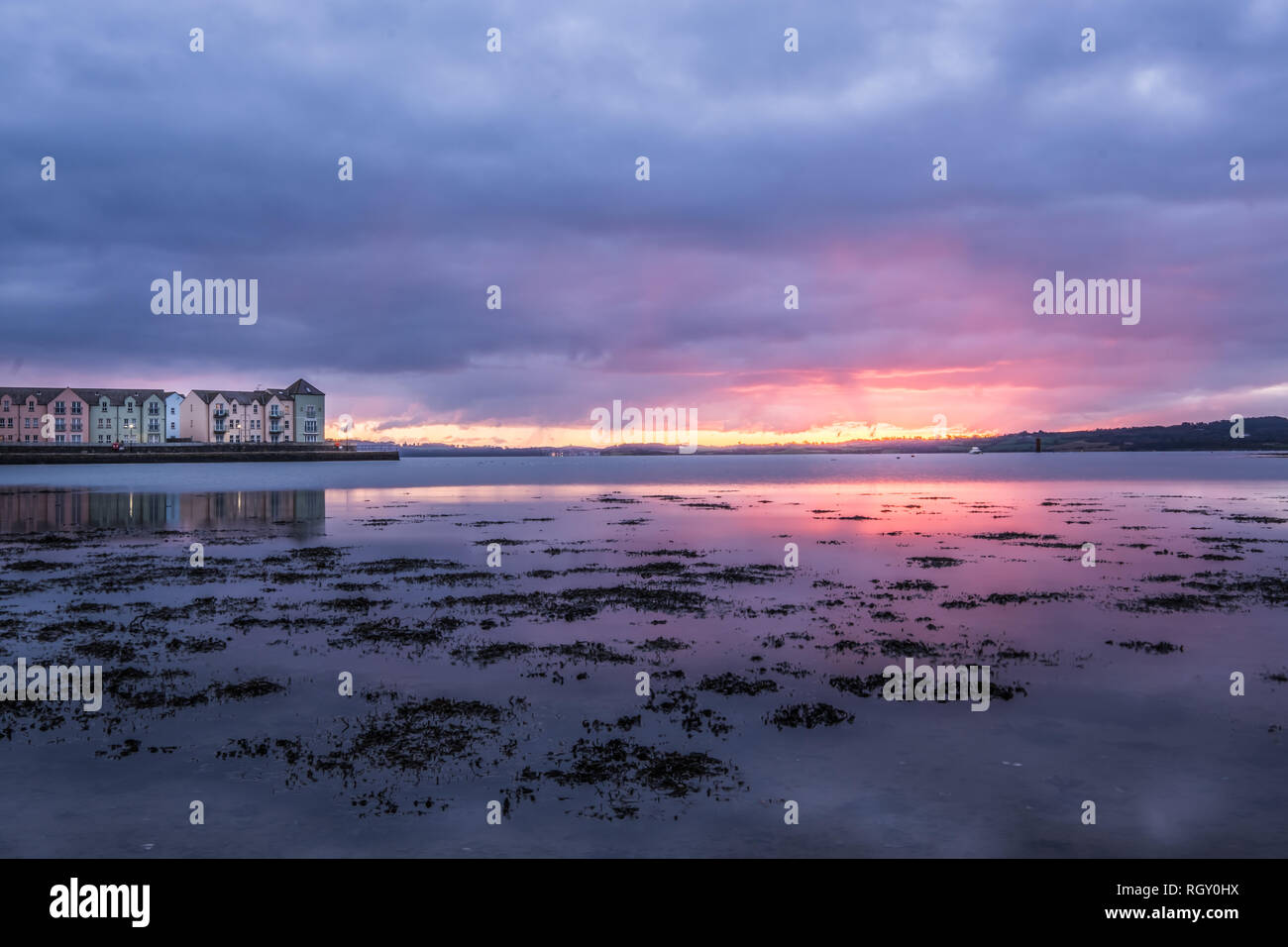 Killyleagh pink sunrise Stock Photo