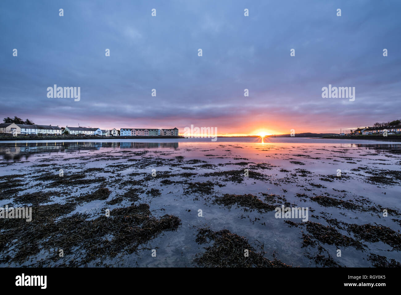 Killyleagh pink sunrise Stock Photo