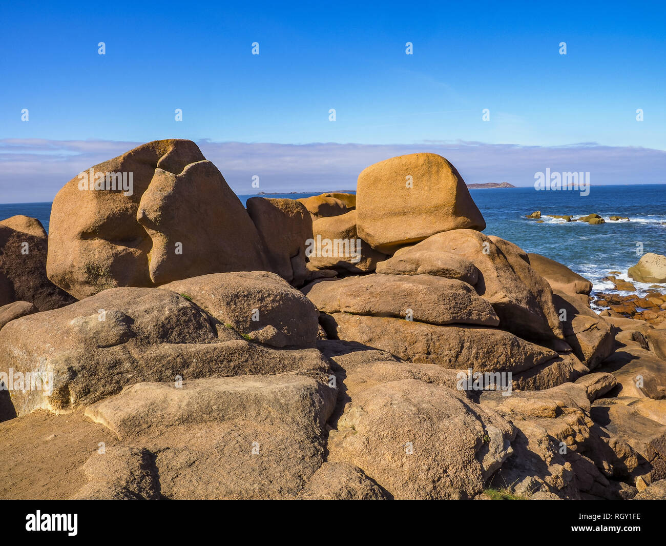 Granit Rose, Ploumanach, Cotes-d Armor, Bretagne, France, Europe Stock Photo