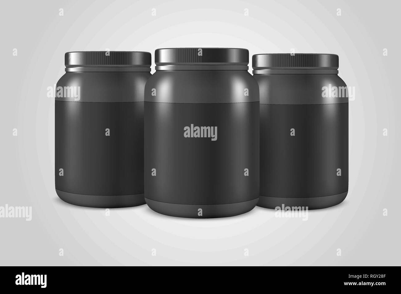vector-realistic-3d-black-plastic-jar-can-with-lid-set-closeup
