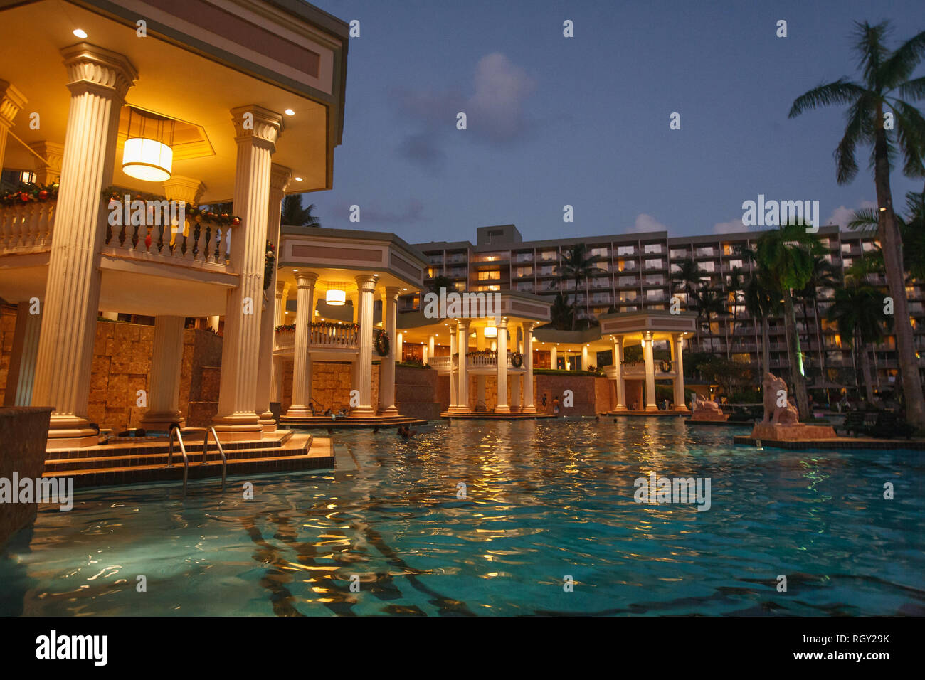 Swimming Pool and Spa at a Tropical Resort Stock Photo