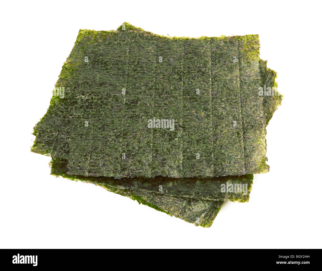 Sheet of dried nori, dried seaweed isolated on white background Stock