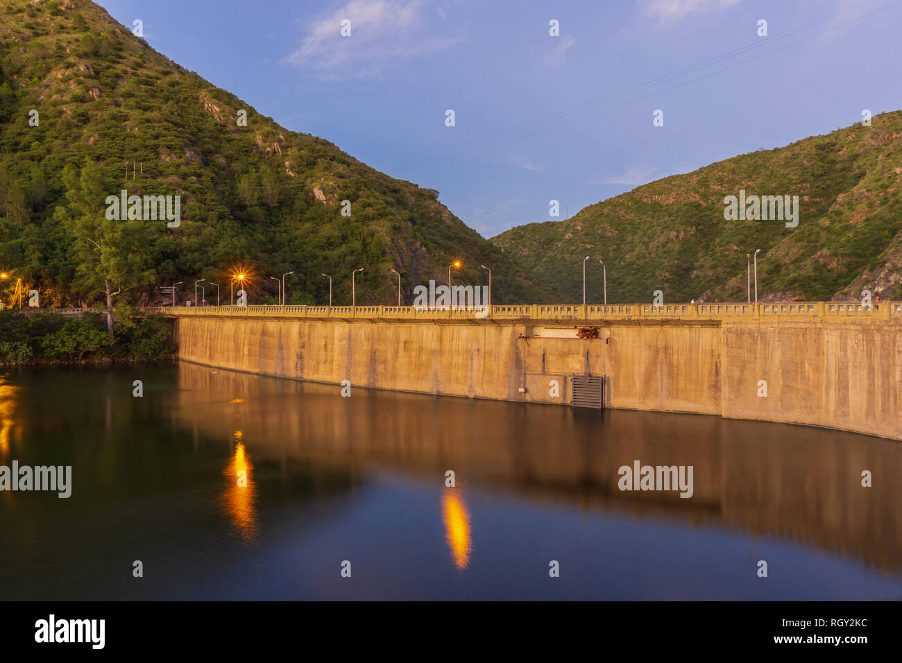 Evening at San Roque's dam, Villa Carlos Paz, Argentina Stock Photo