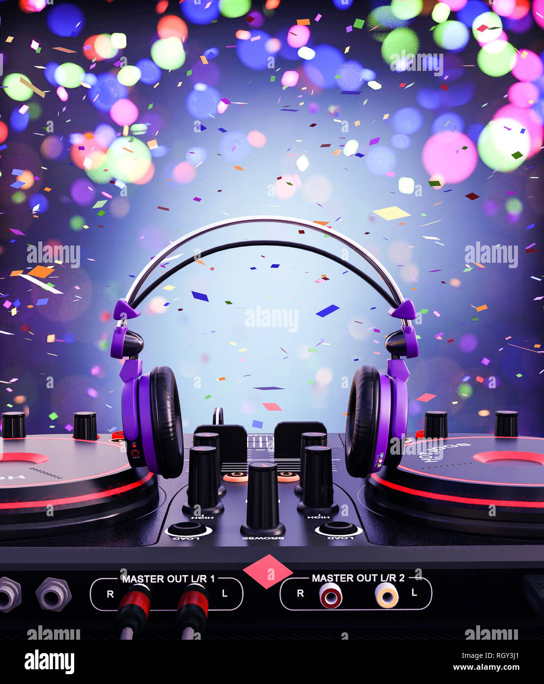 Headphone with Dj controller,3d illustration Stock Photo Alamy