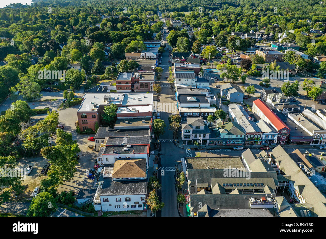 Main Street, Bar Harbor, Maine, USA Stock Photo