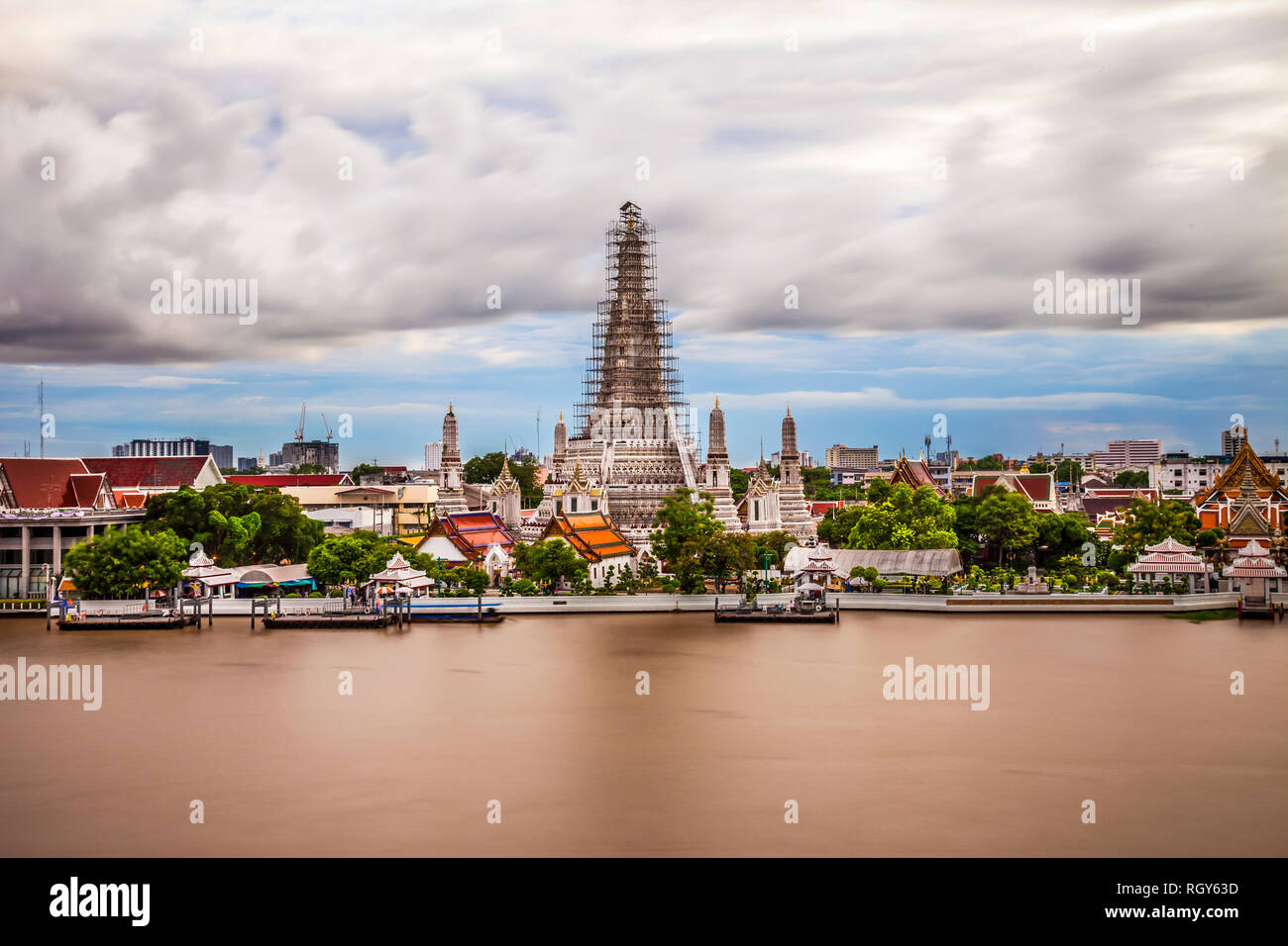 Panoramic view of War Arun in Bangkok Stock Photo