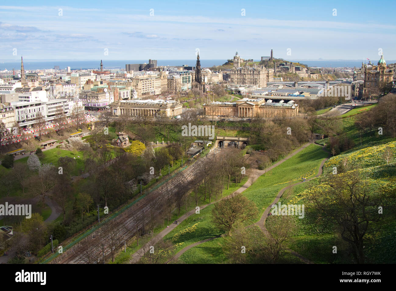 View from Edinburgh Castle down to the city Stock Photo