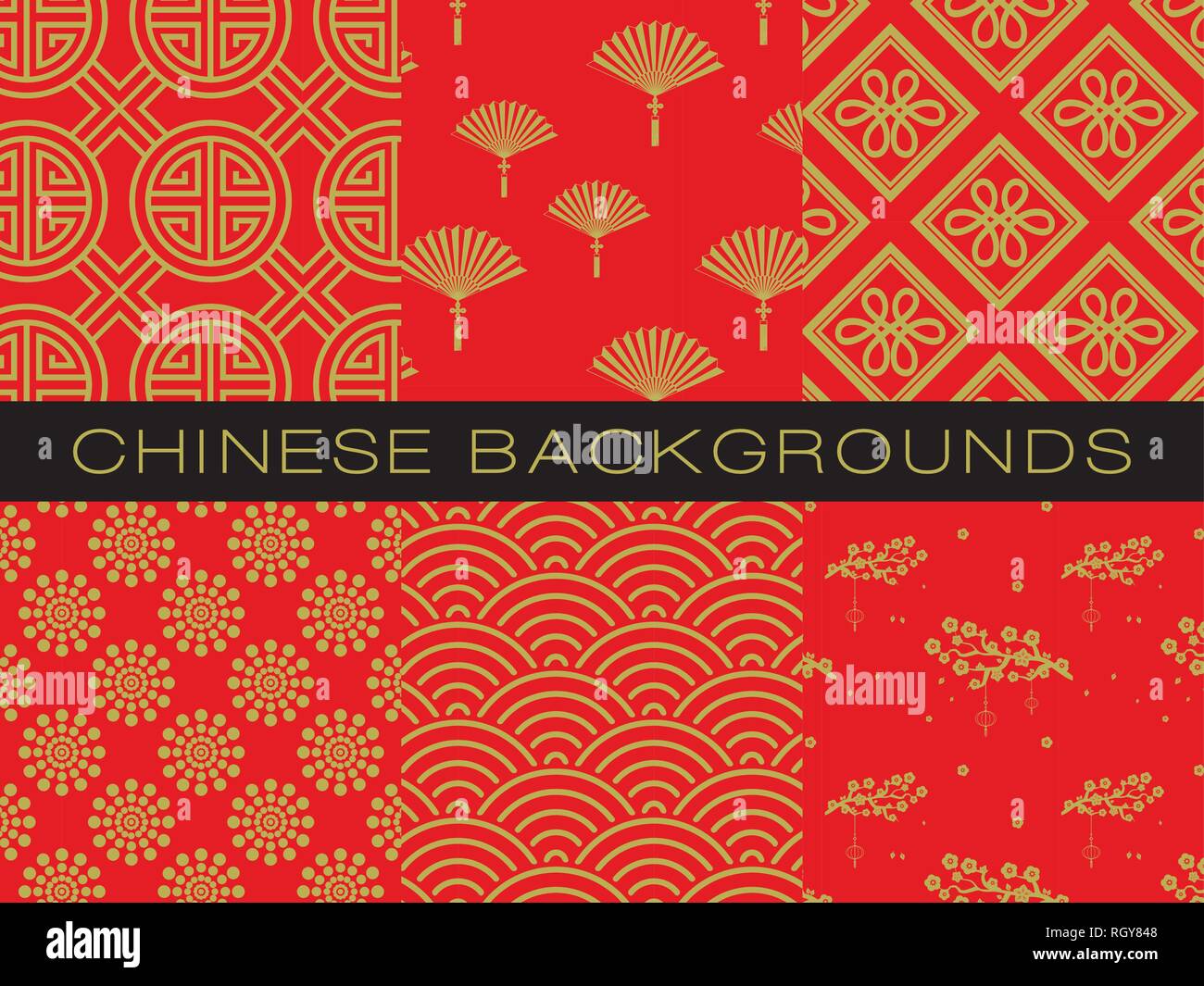 Chinese pattern set with traditional designs. vector illustration Stock ...