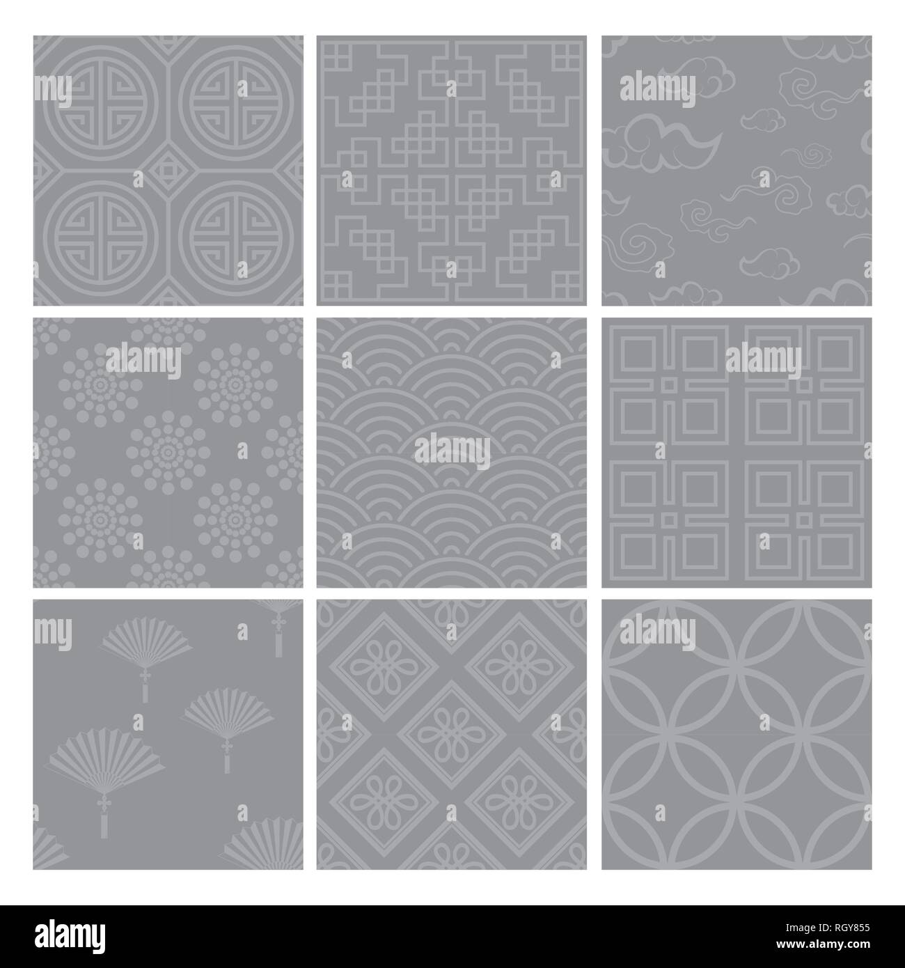 Chinese pattern set with traditional designs. vector illustration Stock Vector