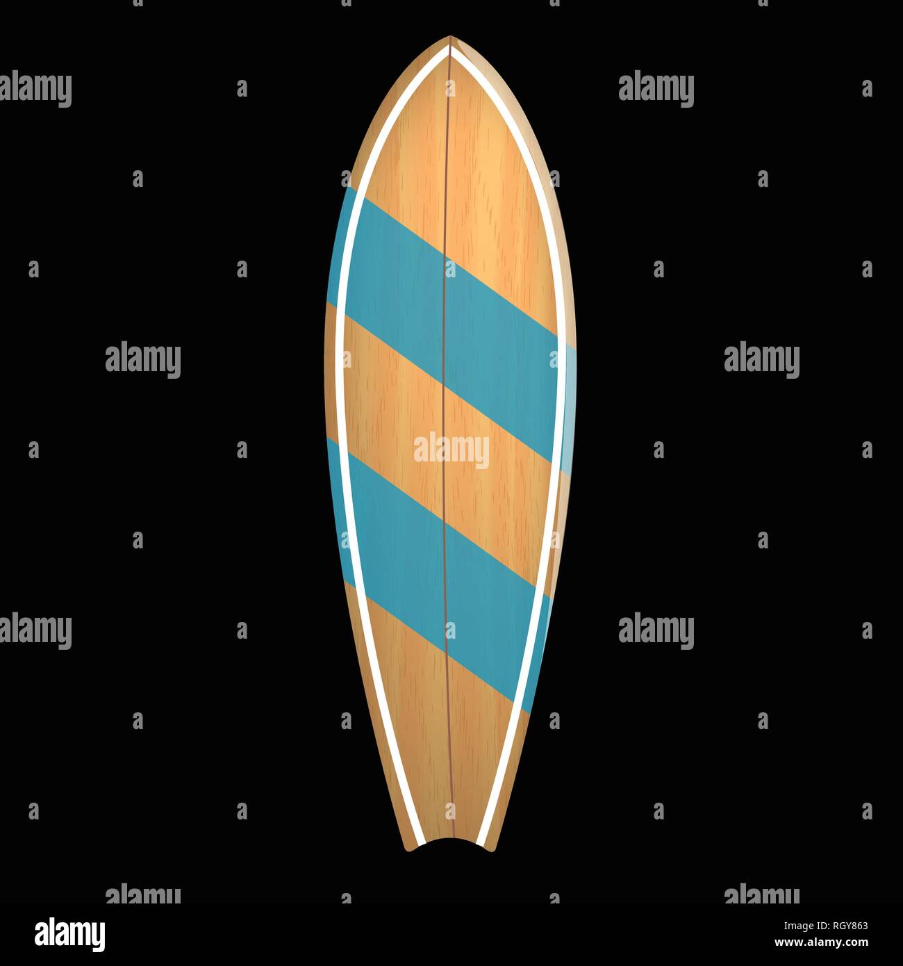 Vector wood surf board Summer Surfing Isolated realistic surfboard on