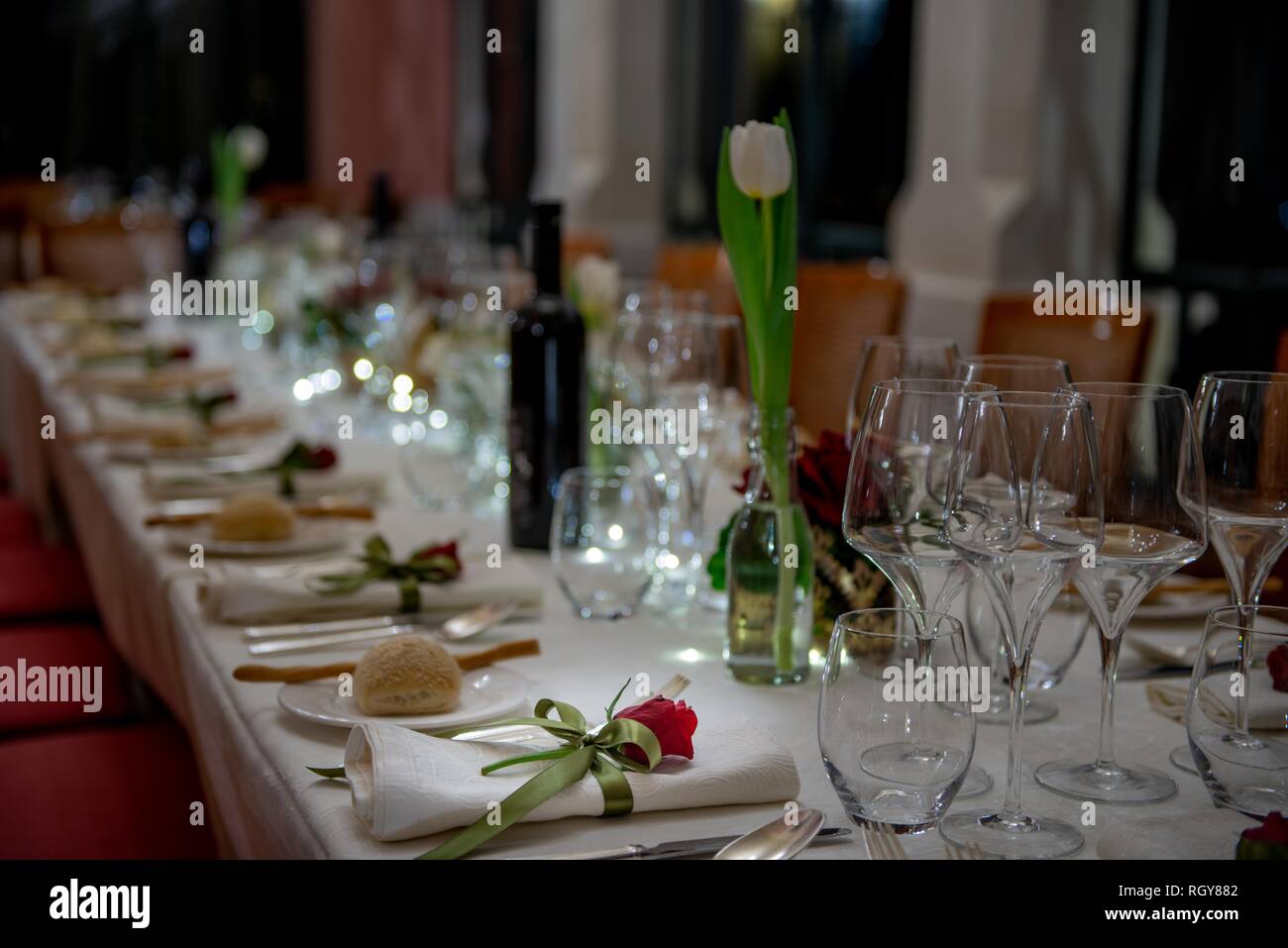 table set with elegance for marriage Stock Photo