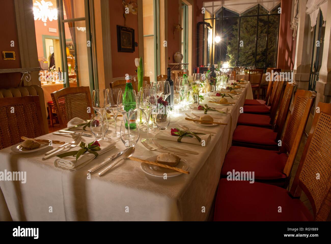 table set with elegance for marriage Stock Photo
