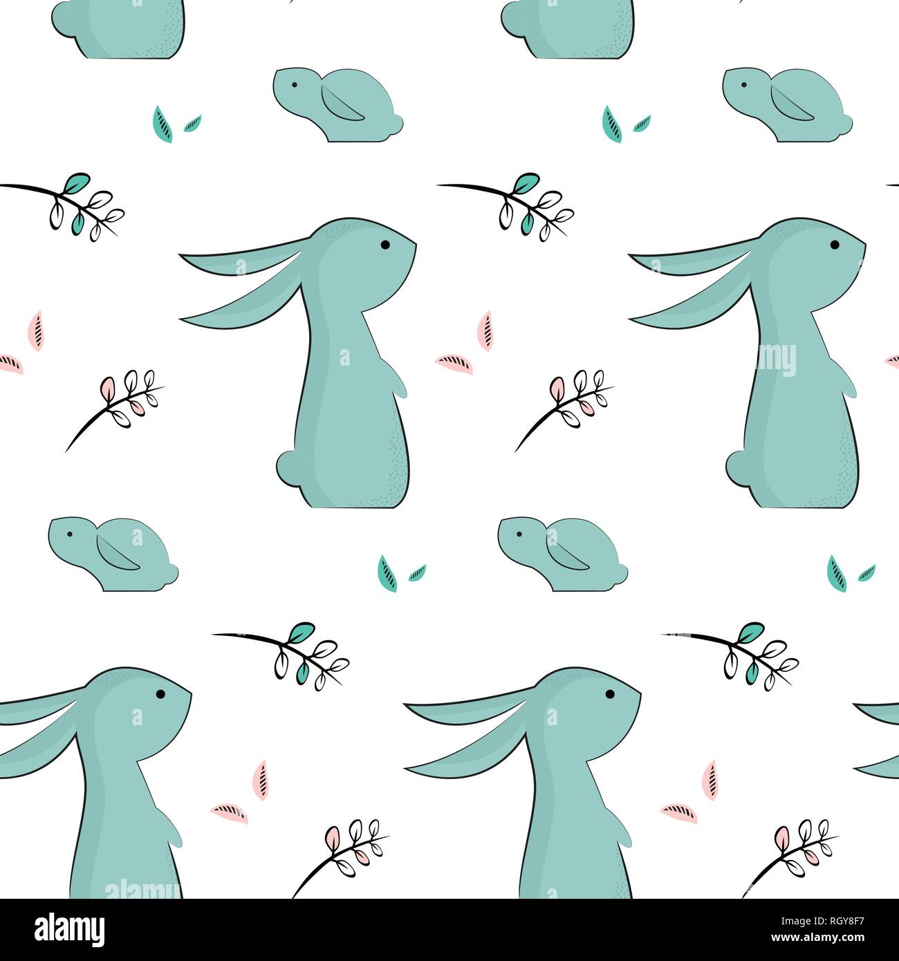 childish pattern with cute rabbits. vector illustration for easter holiday Stock Vector