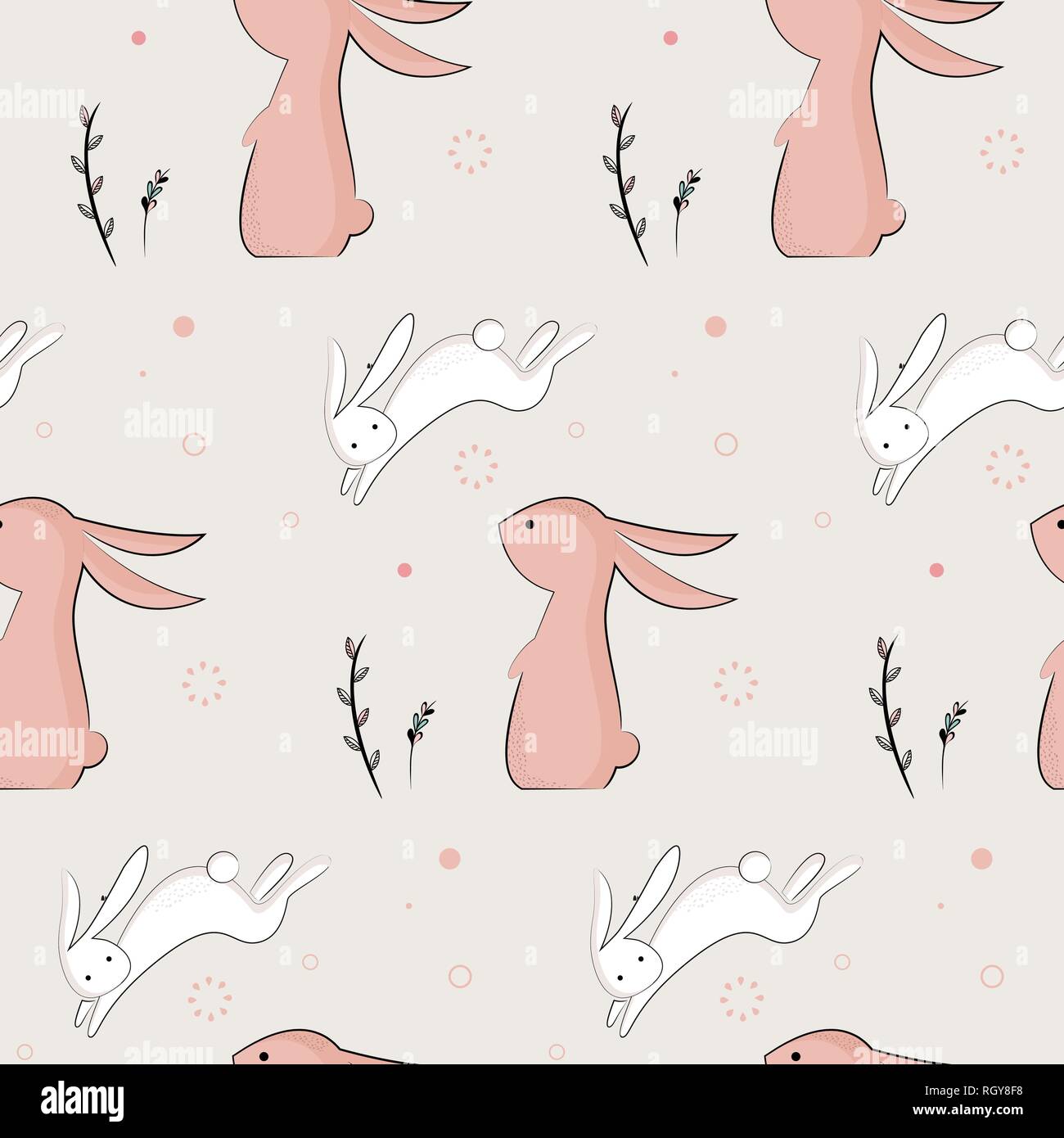 childish pattern with cute rabbits. vector illustration for easter holiday Stock Vector