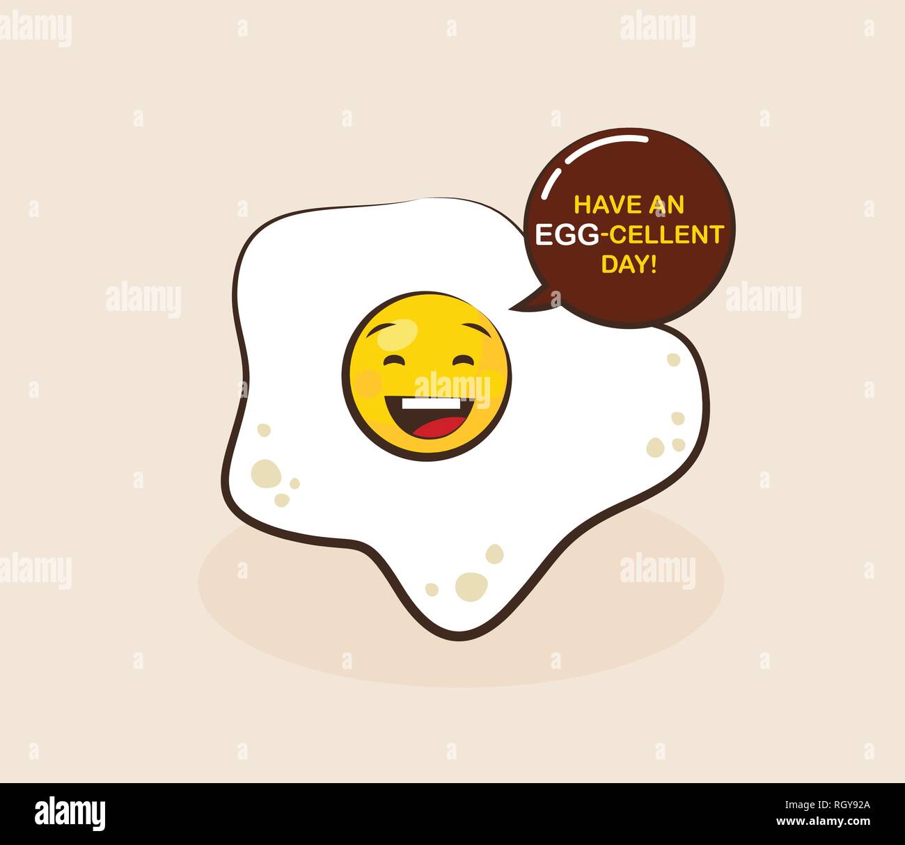 fried egg cartoon character vector illustration. Funny emoticon face icon with funny quote Stock Vector