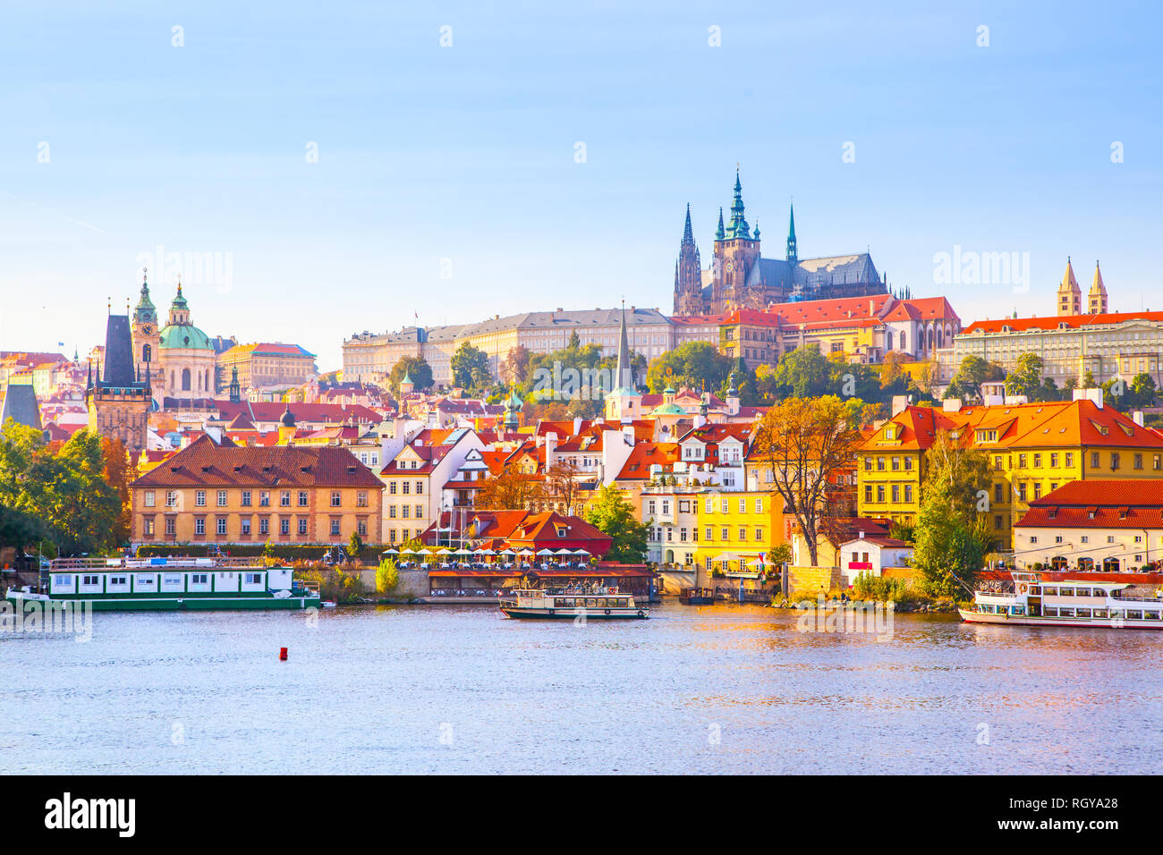 Colorful view of Castle District (Hradcany) in Prague, Czech Republic Stock Photo