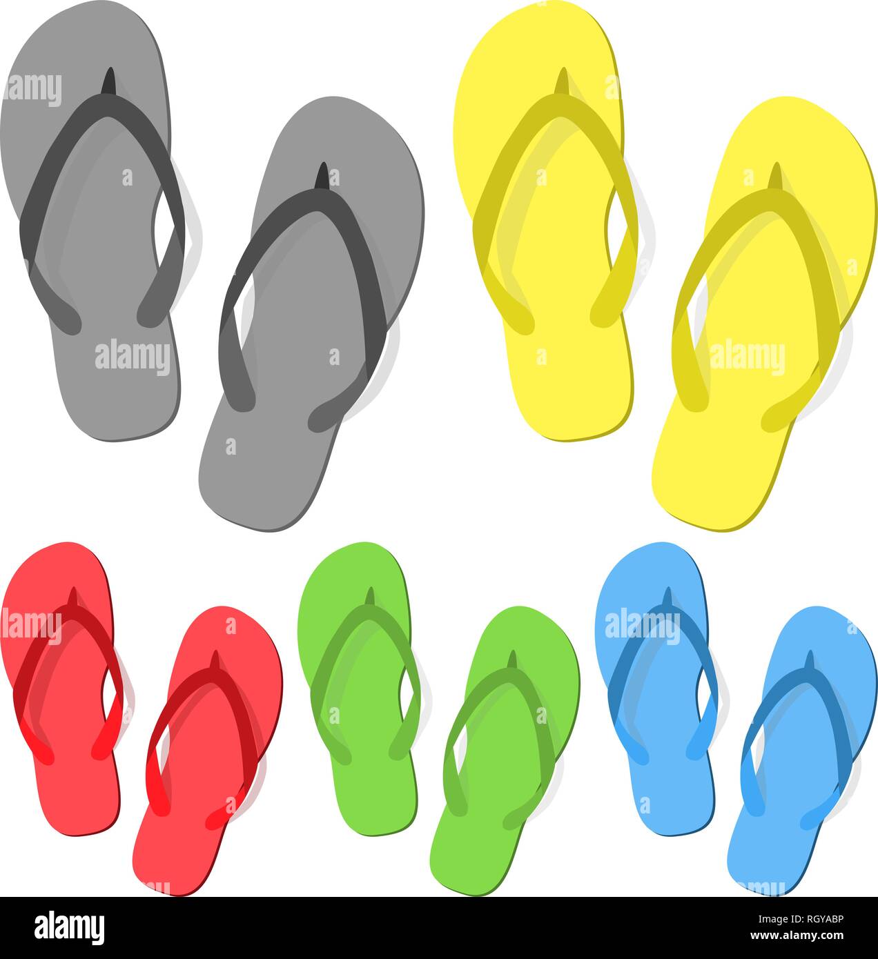 Set of summer slippers on white background. Set flip-flops isolated ...