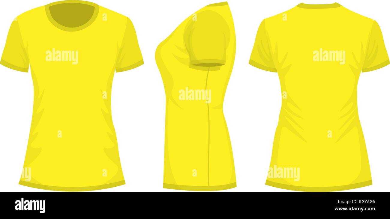 Download Yellow Woman S T Shirt With Short Sleeve Front Back Side View Isolated On White Background Vector Illustration Eps10 Stock Vector Image Art Alamy PSD Mockup Templates