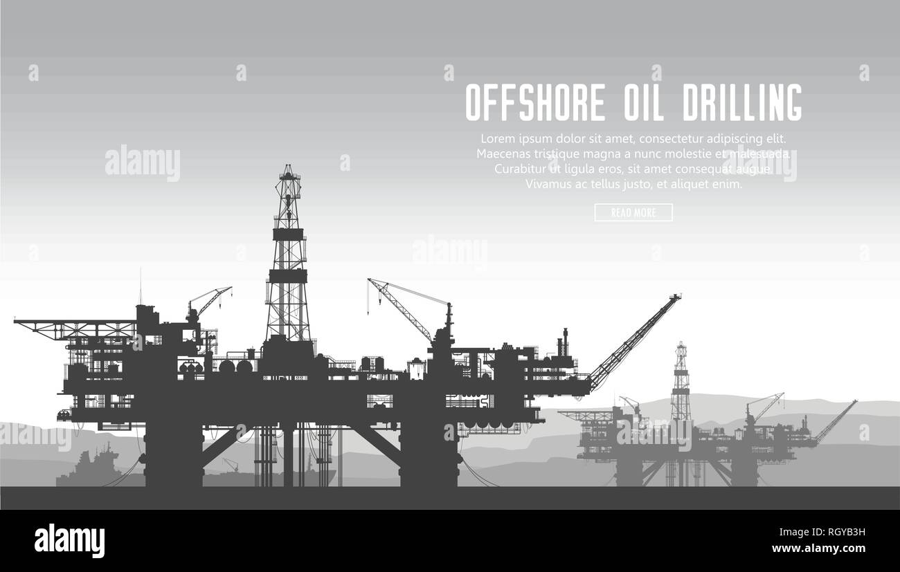 Offshore oil rigs Stock Vector