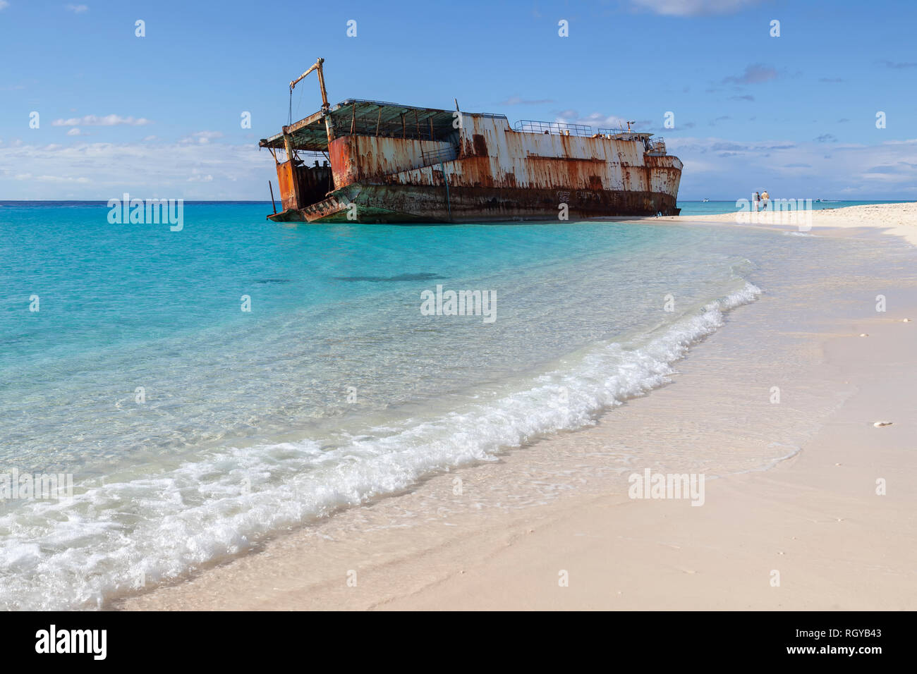 Shipwreck on Turks and Caicos Islands in the Caribbean Stock Photo